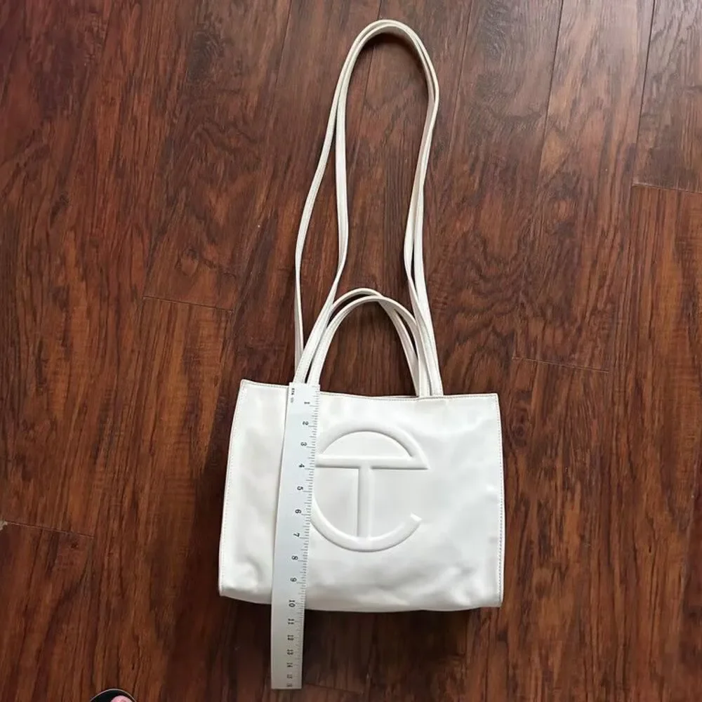 Telfar Shopping Bag Medium White Tote Crossbody Purse Vegan Leather Made in USA